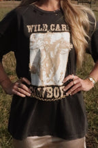 Wild Card Cowboy Distress Vintage-Wash Graphic Tee