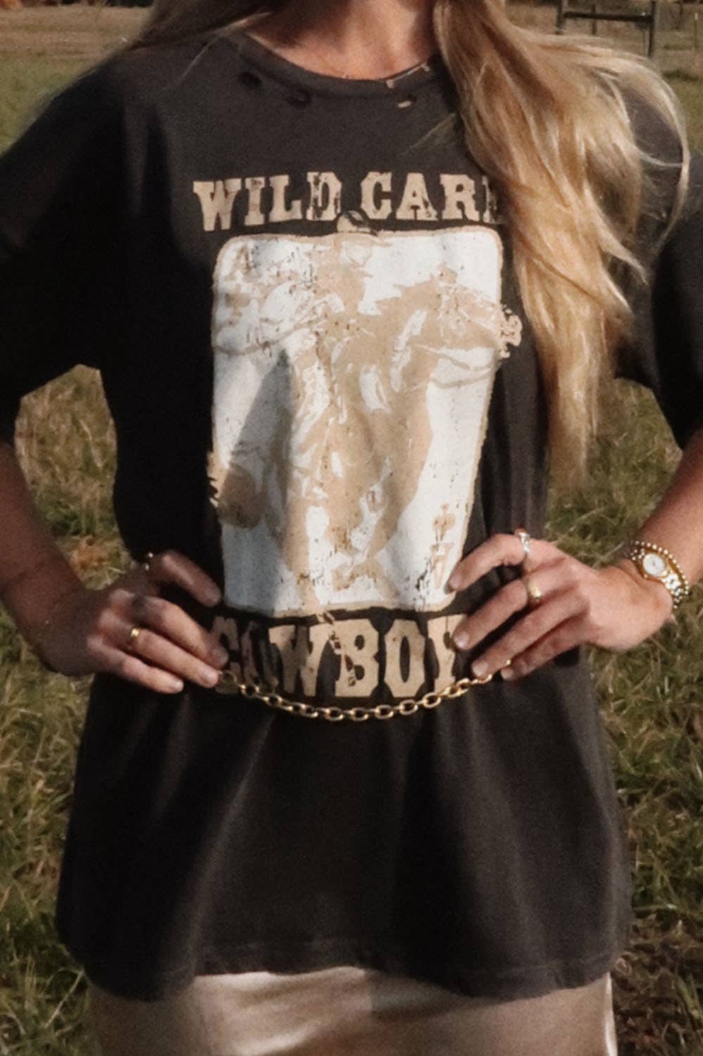 Wild Card Cowboy Distress Vintage-Wash Graphic Tee