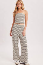 STRIPED KNIT TUBE AND WIDE PANTS SET