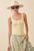 Pointelle Button Front Cami Tank ( Multicolors )