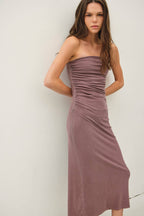 BASIC RIBBED MIDI TUBE DRESS