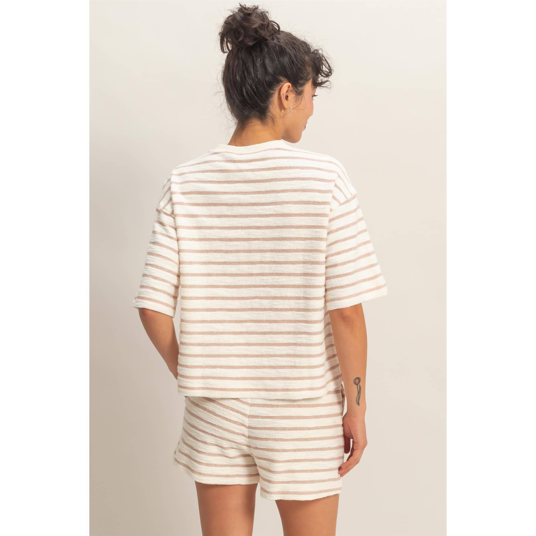 Striped Loop Terry Wide-Leg SET