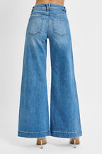 Wide front patch pocket jeans