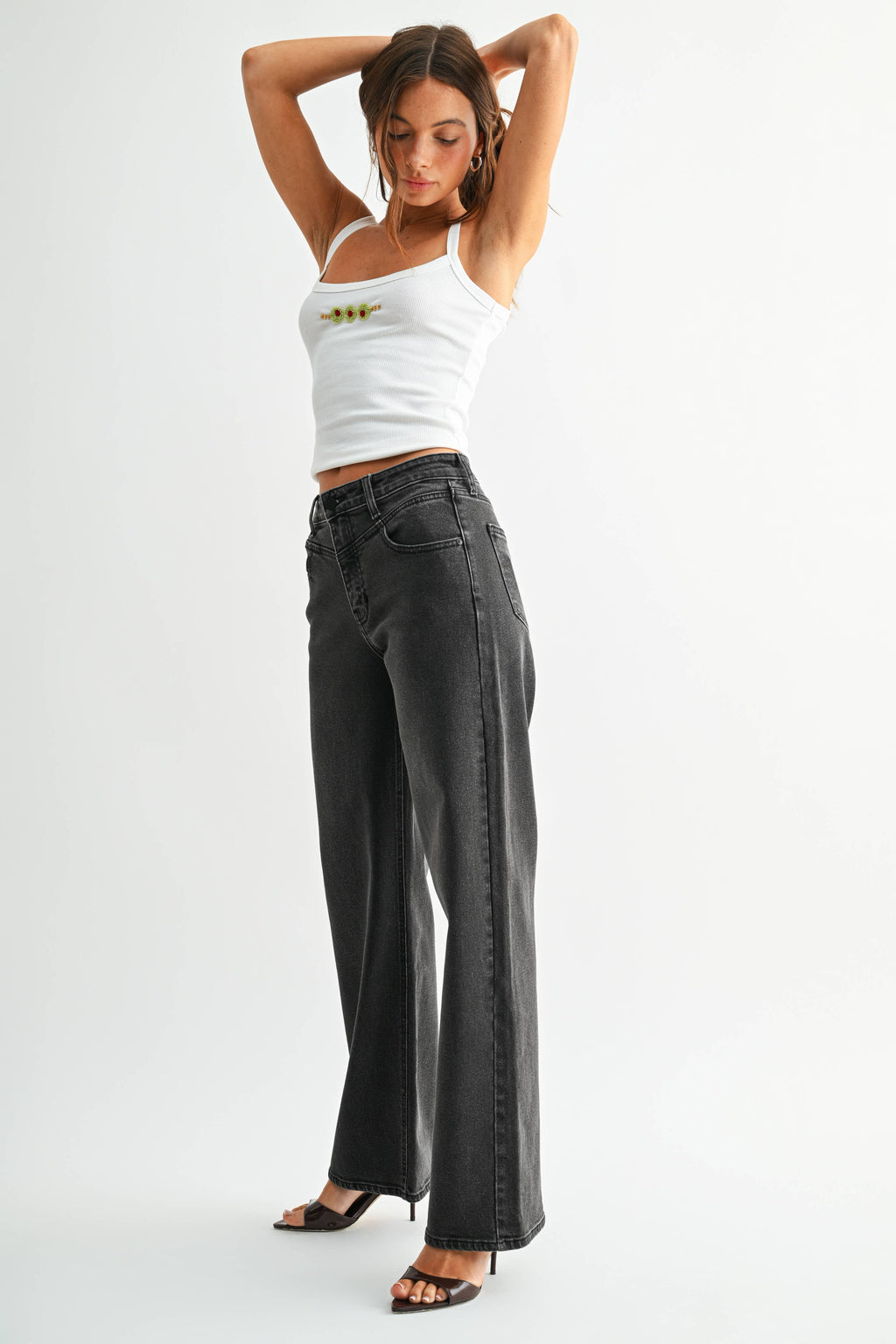 Front Detail Clean Hem Straight - WASHED BLACK