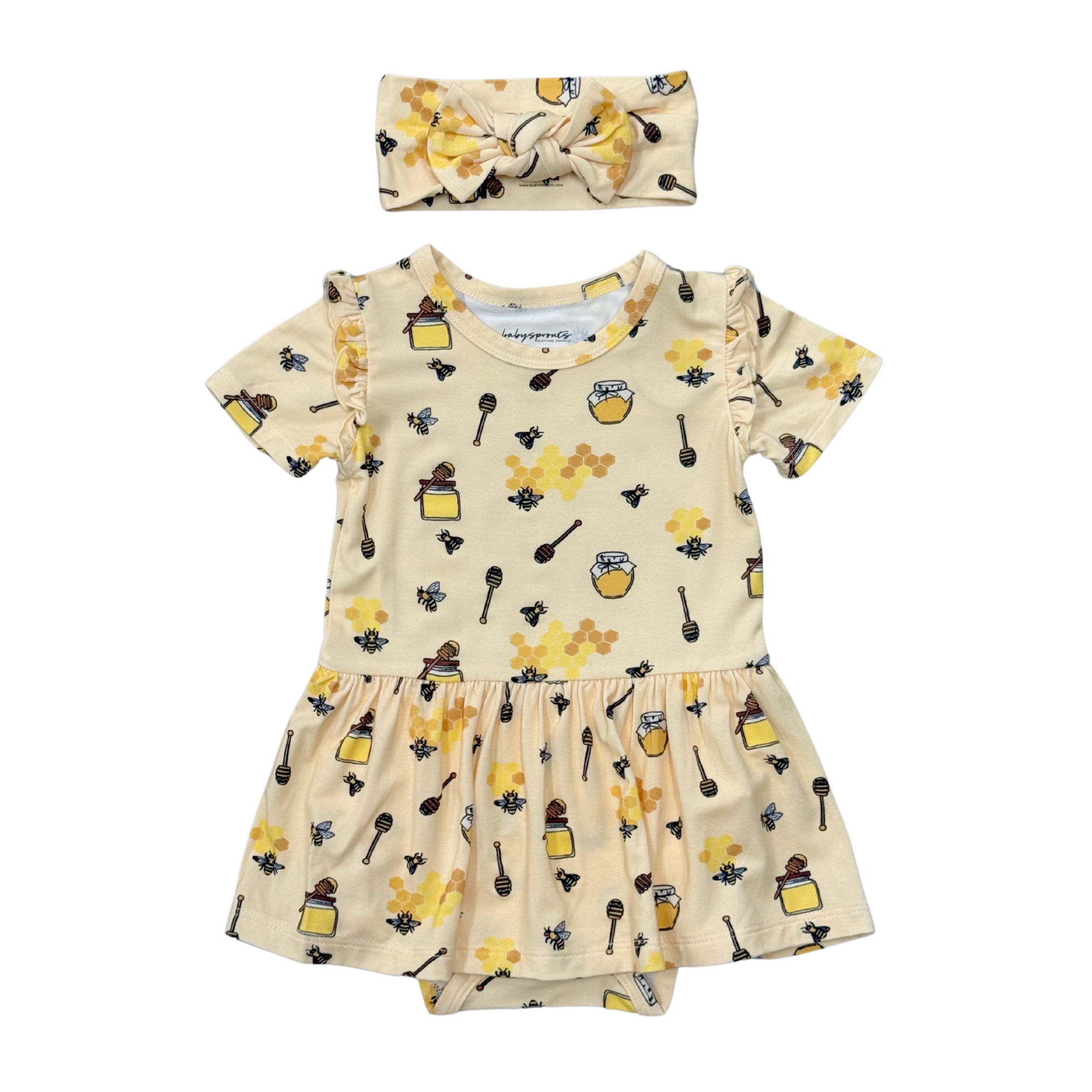 Babysprouts Girl's Short Sleeve Bodysuit Dress Set