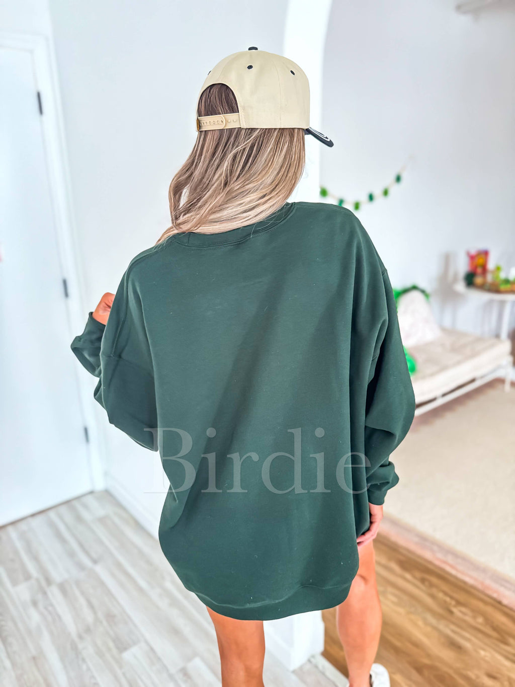 Mom Life Hot Mess Graphic Crewneck on Forest Green