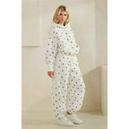 Printed Bubble Hem Knit Hoodie