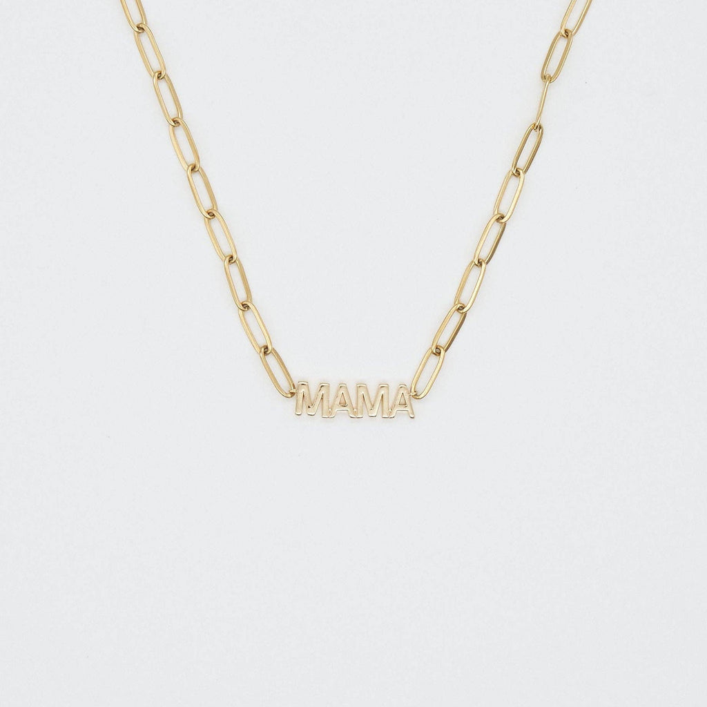 24K Gold Mama Paperclip Pendant Necklace