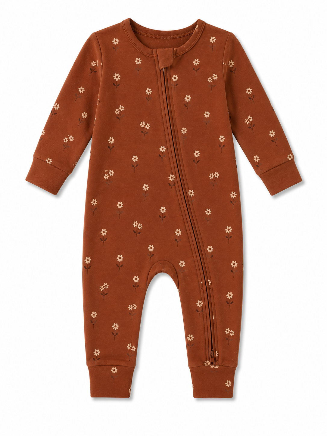 Clay Daisy (Ribbed) Zip Pajamas