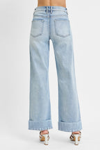 TUMMY CONTROL HIGH RISE ANKLE WIDE CUFFED JEANS