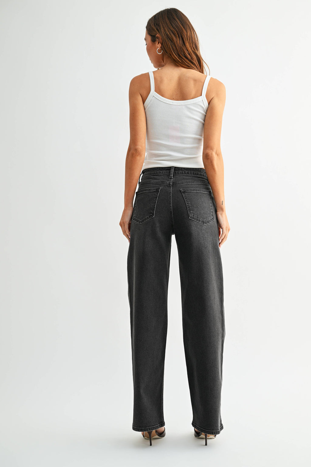 Front Detail Clean Hem Straight - WASHED BLACK