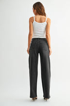 Front Detail Clean Hem Straight - WASHED BLACK