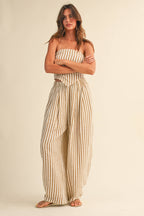 STRIPED SMOCKED BACK TIE HANDKERCHEIF TOP AND BARREL