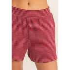 Striped Round Neck Top & Shorts Set