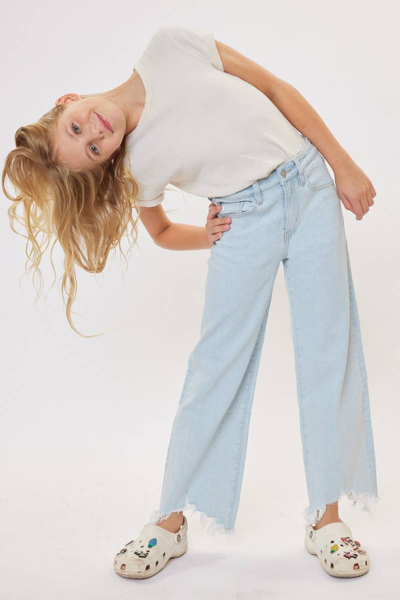 GIRLS HIGH RISE WIDE LEG JEANS