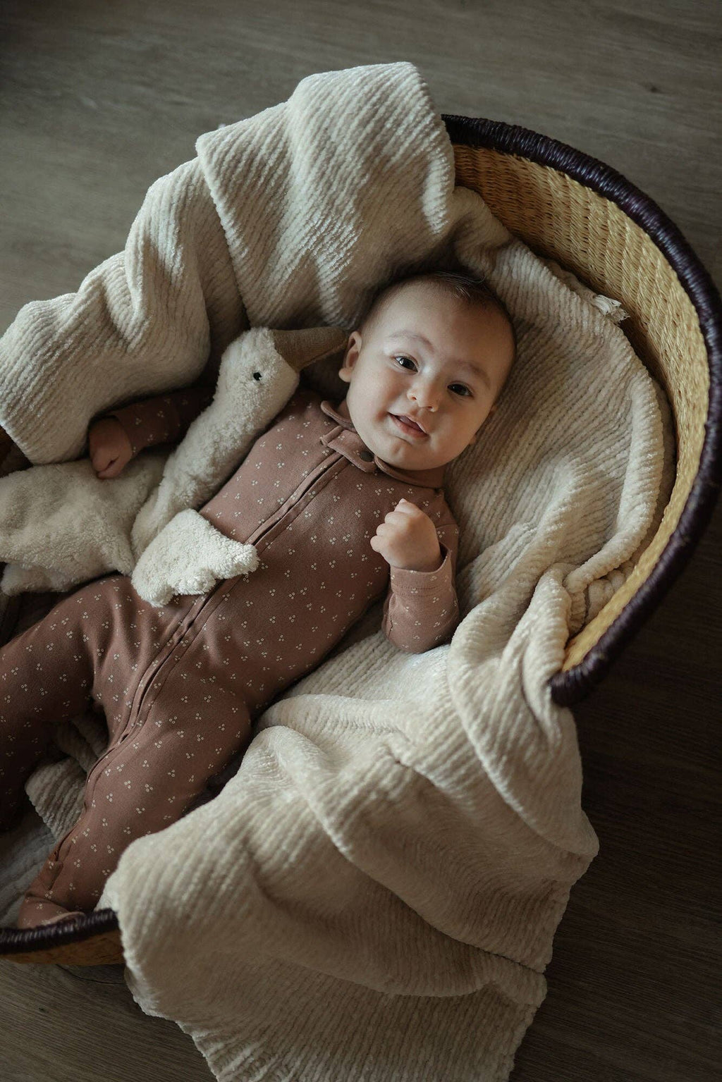 Latte Dots | Organic Polo Zipper Footie