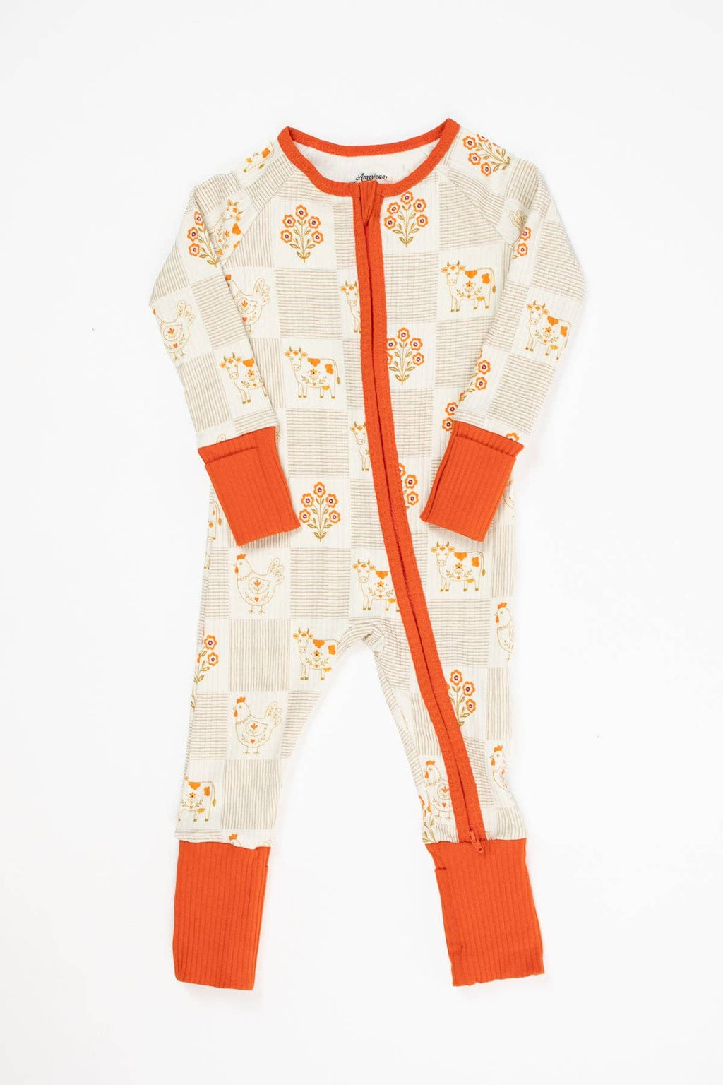 Farm Folk Floral Ribbed Cotton Baby Zippy
