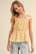 TWEEN GIRLS BOW SHOULDER PEPLUM TOP
