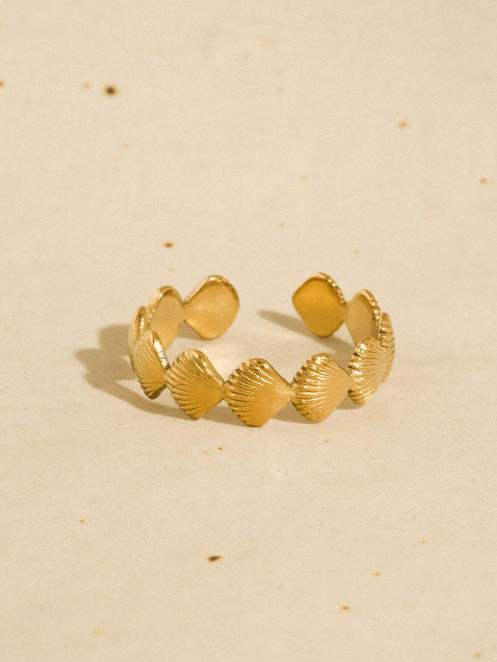 Aquelle 18K Gold Non-Tarnish Shell Band Open Ring