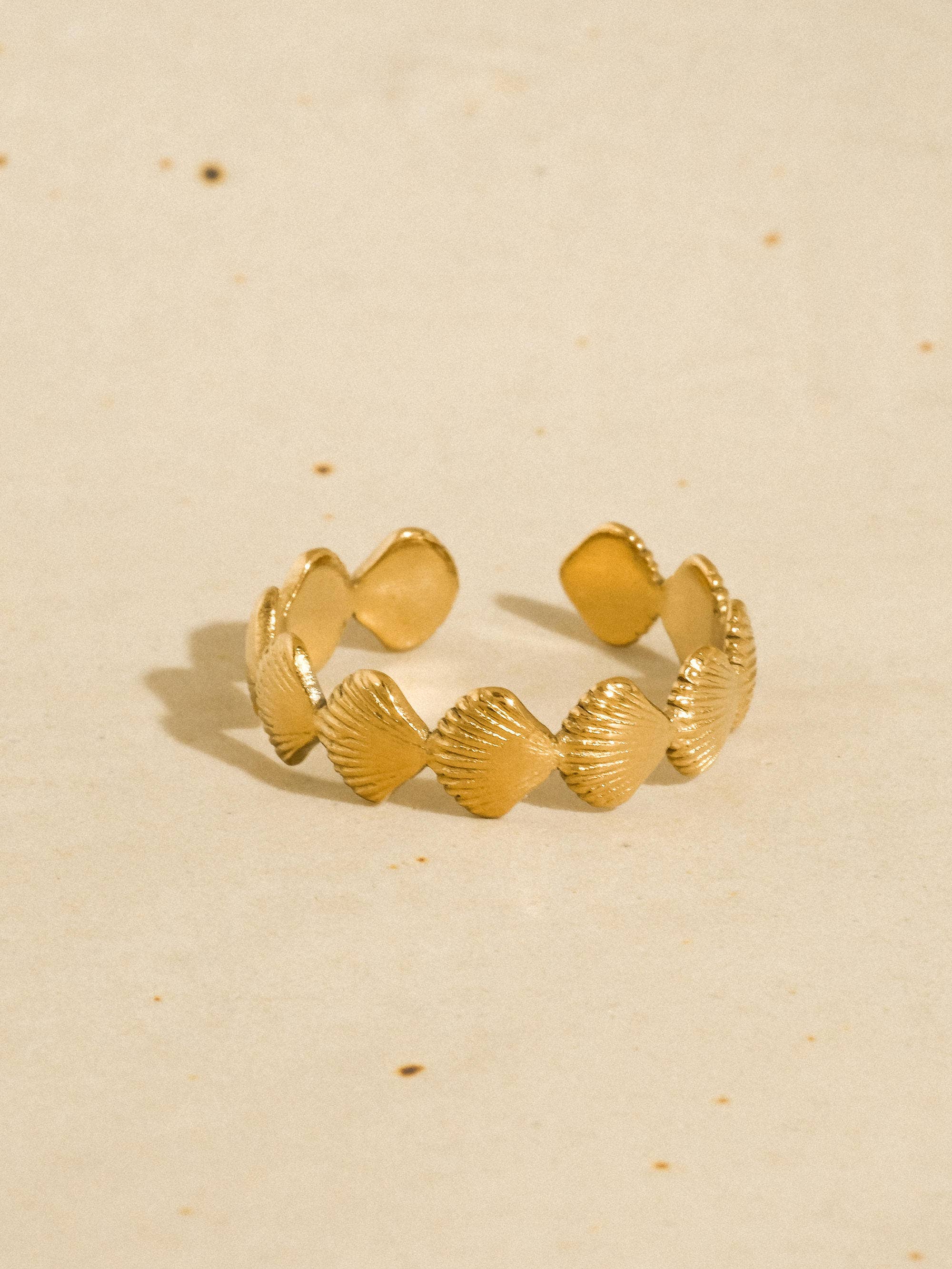 Aquelle 18K Gold Non-Tarnish Shell Band Open Ring