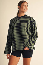 Oversized Stripe Long Sleeve Top (multiple prints)