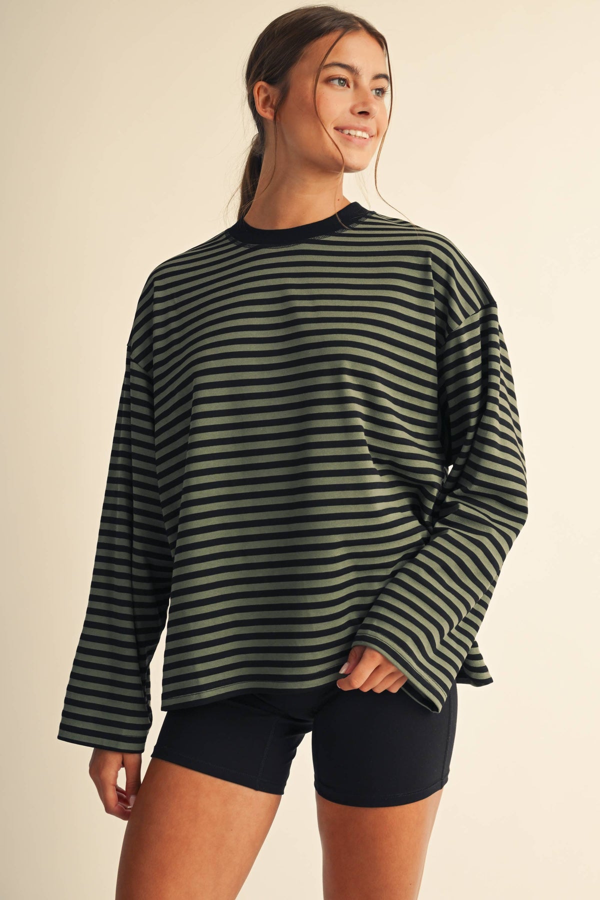 Oversized Stripe Long Sleeve Top (multiple prints)