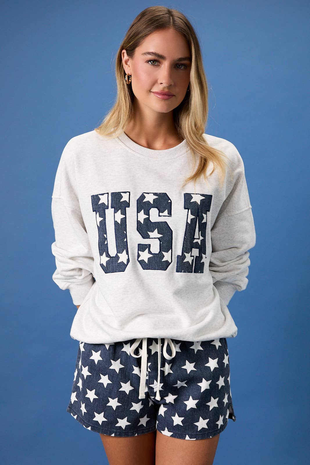 "USA" EMBROIDERY SWEATSHIRT