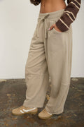 SMOCKED WAIST DRAWSTRING BARREL LEG SWEATPANTS (multiple colors)