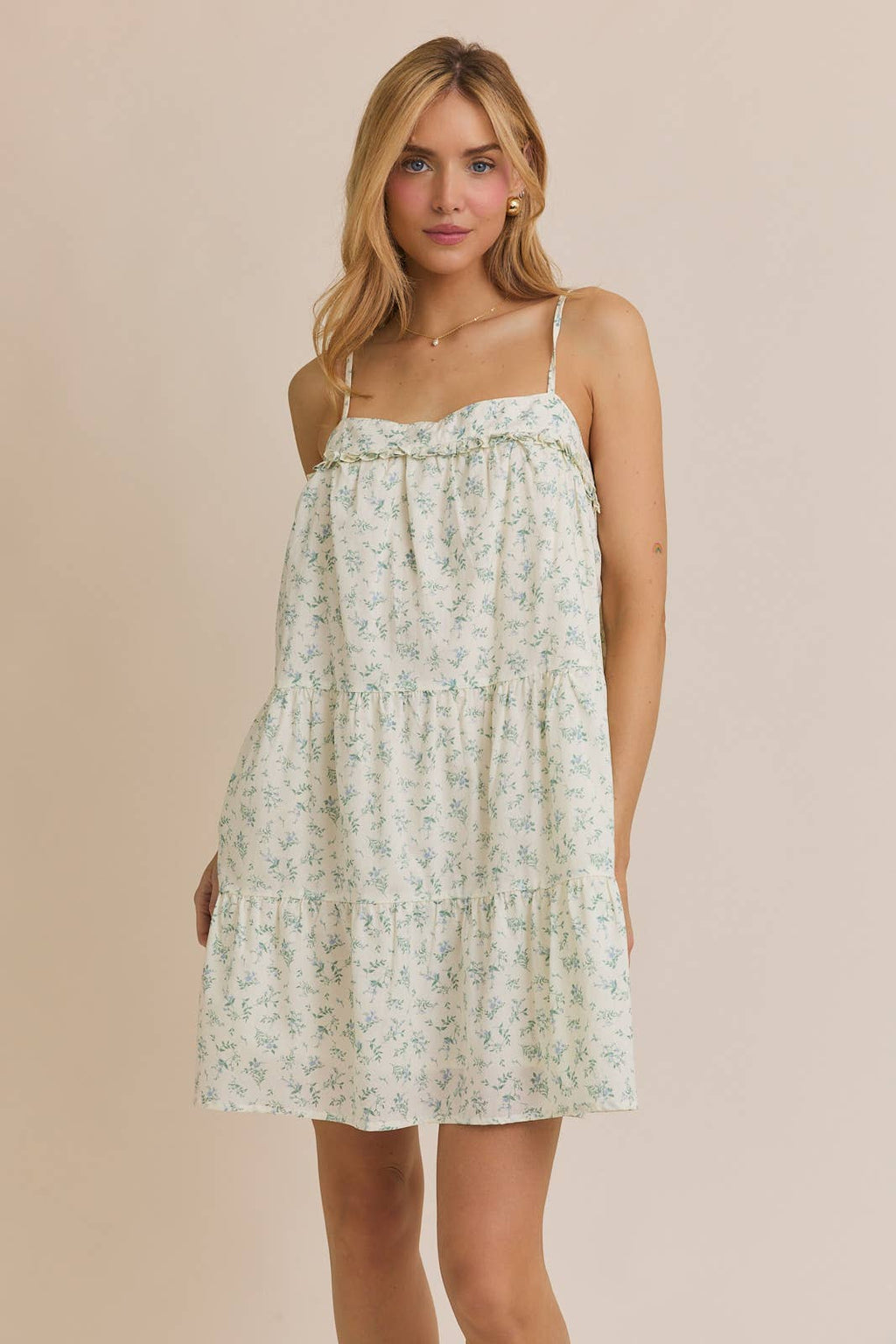 SLEEVELESS TIERED MINI DRESS