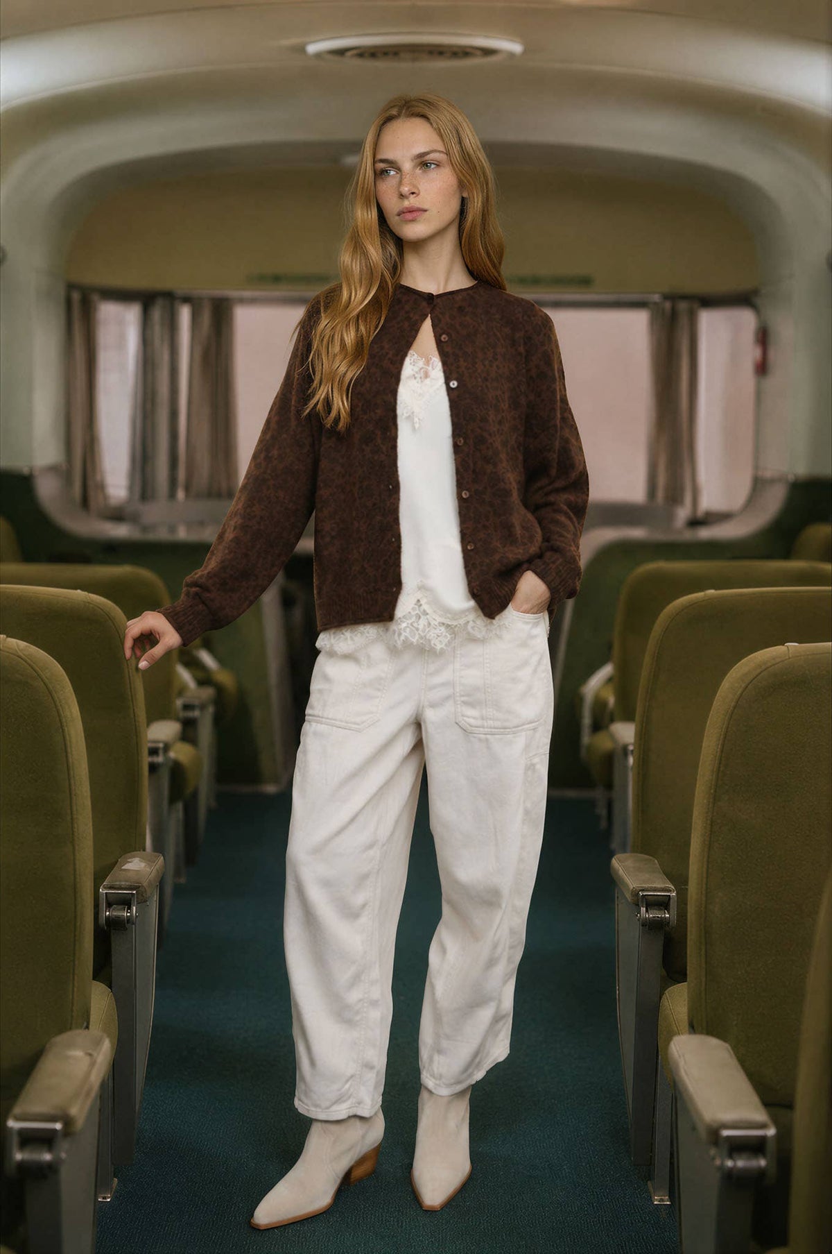 LEOPARD ROLLED EDGE BUTTON DOWN CARDIGAN