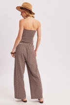 STRIPED KNIT TUBE AND WIDE PANTS SET