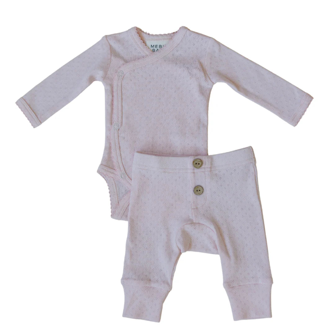 Stripe Pointelle Layette Set