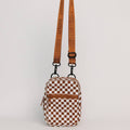 Brown Checkered Crossbody Sling