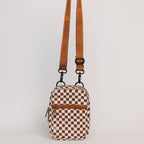 Brown Checkered Crossbody Sling