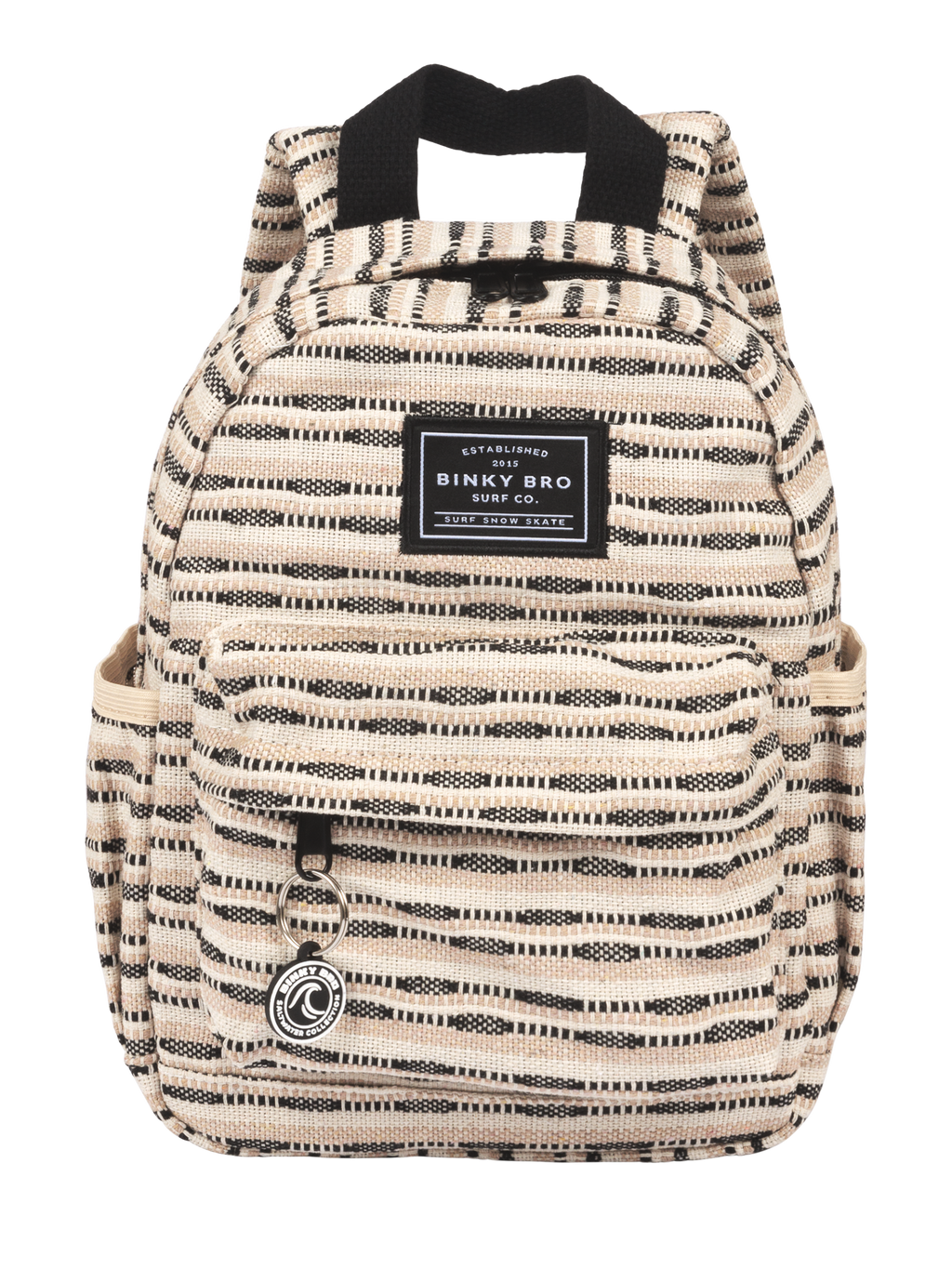 Kids Backpack (Black Striped Canvas)