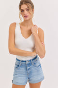 High Rise Shorts with Cuff