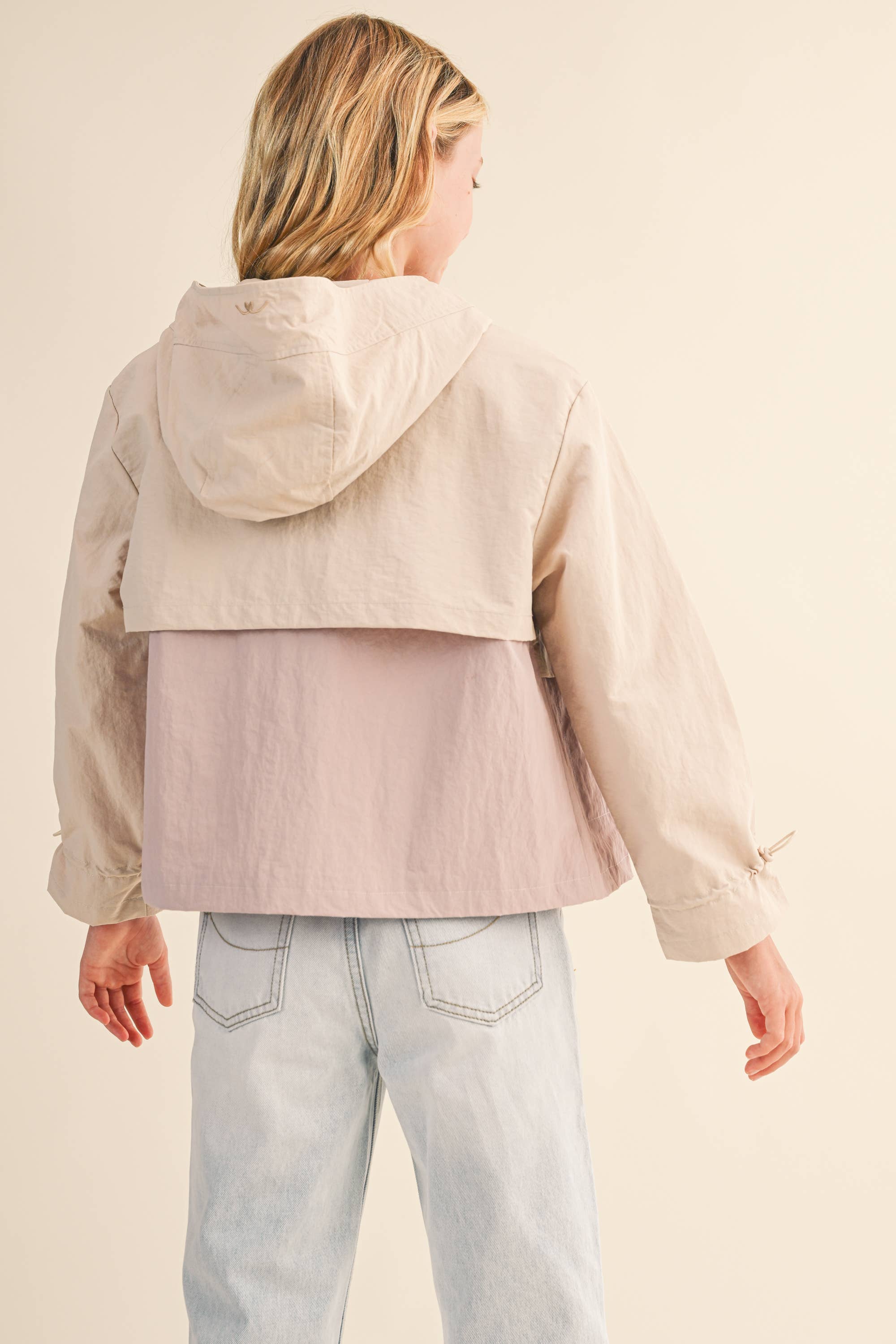 TWEEN GIRLS KIDS HOODED WINDBREAKER W/ CINCH CUFF