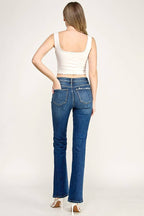 PATCH POCKET HIGH RISE STRETCH BOOTCUT JEANS
