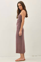 BASIC RIBBED MIDI TUBE DRESS