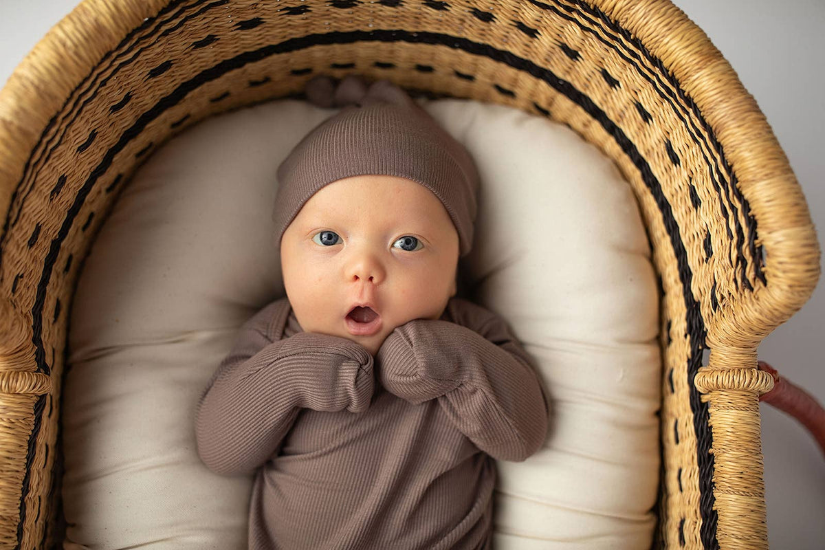 Cocoa Brown Ribbed Knotted Newborn Baby Gown sleepwear