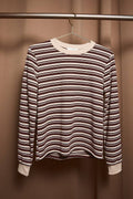 Brown Multi Stripe Crew Neck Long Sleeve Top