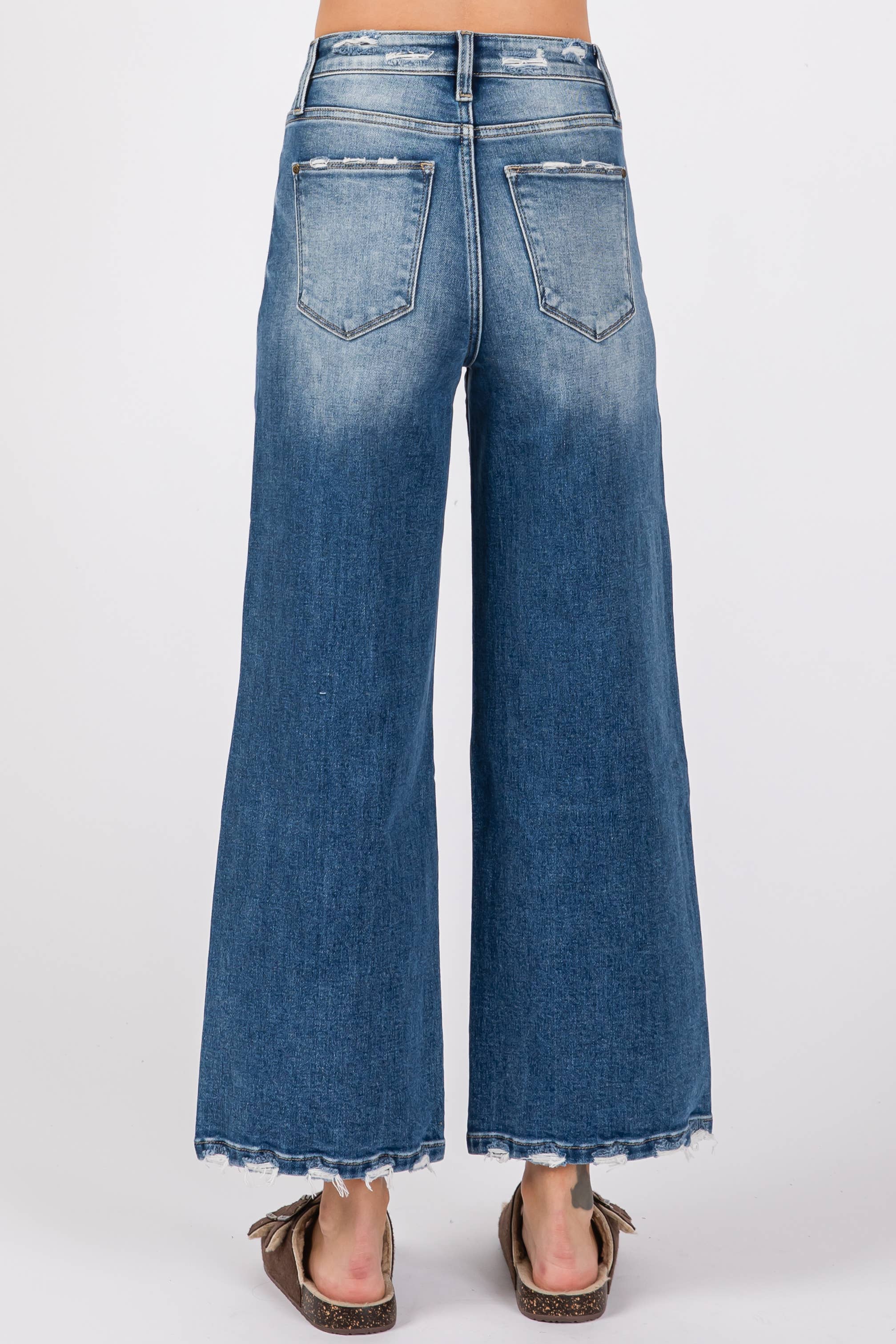 WIDE DESTROYED HIGH RISE RELAXED CROPPED WIDE LEG