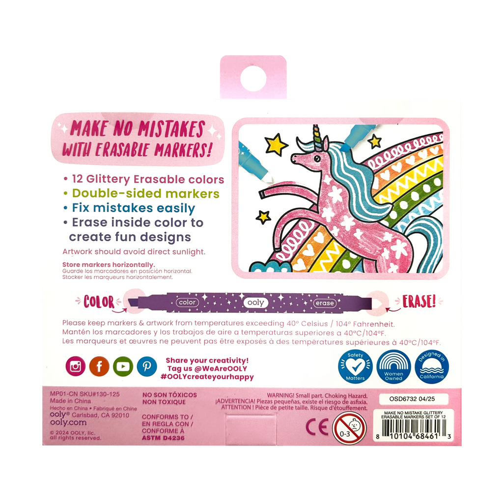 Make no Mistake!: Glittery Erasable Markers (Set of 12)