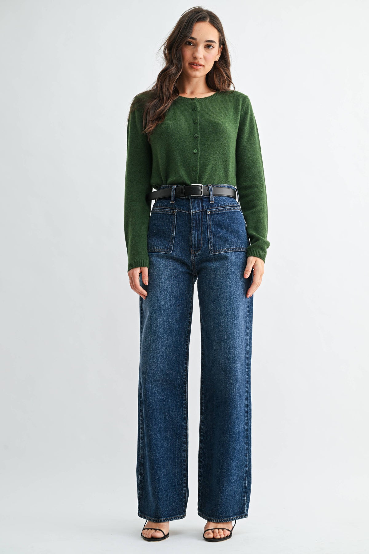 Square Patch Pocket Straight Leg - DARK DENIM