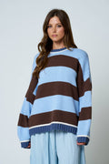 OVERSIZED STRIPE CREW NECK LONG SLEEVE SWEATER