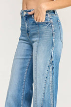 SUPER STRETCH HIGH RISE WIDE LEG w/ SEAM DETAIL