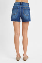 High Rise Raw Cut Hem Side Slit Shorts