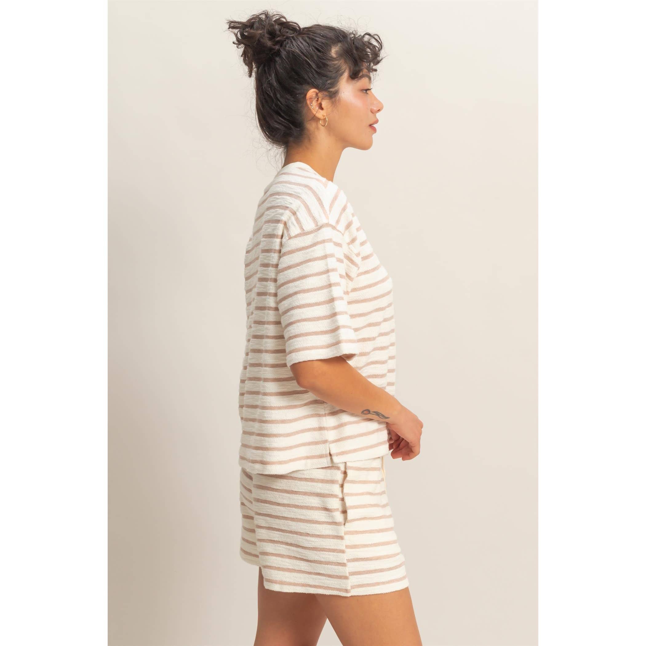 Striped Loop Terry Wide-Leg SET