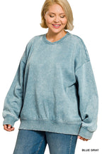 Plus Acid Wash Oversized Fleece Pullover