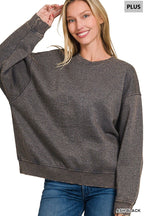 Plus Acid Wash Oversized Fleece Pullover